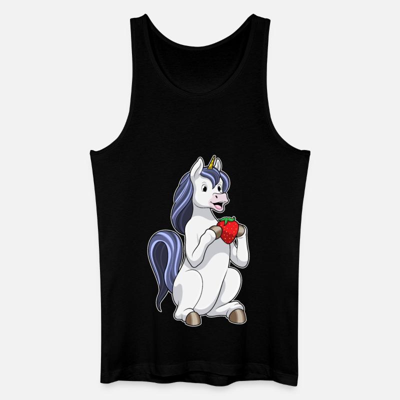 Einhorn Erdbeere - Männer Bio Tank Top - Schwarz