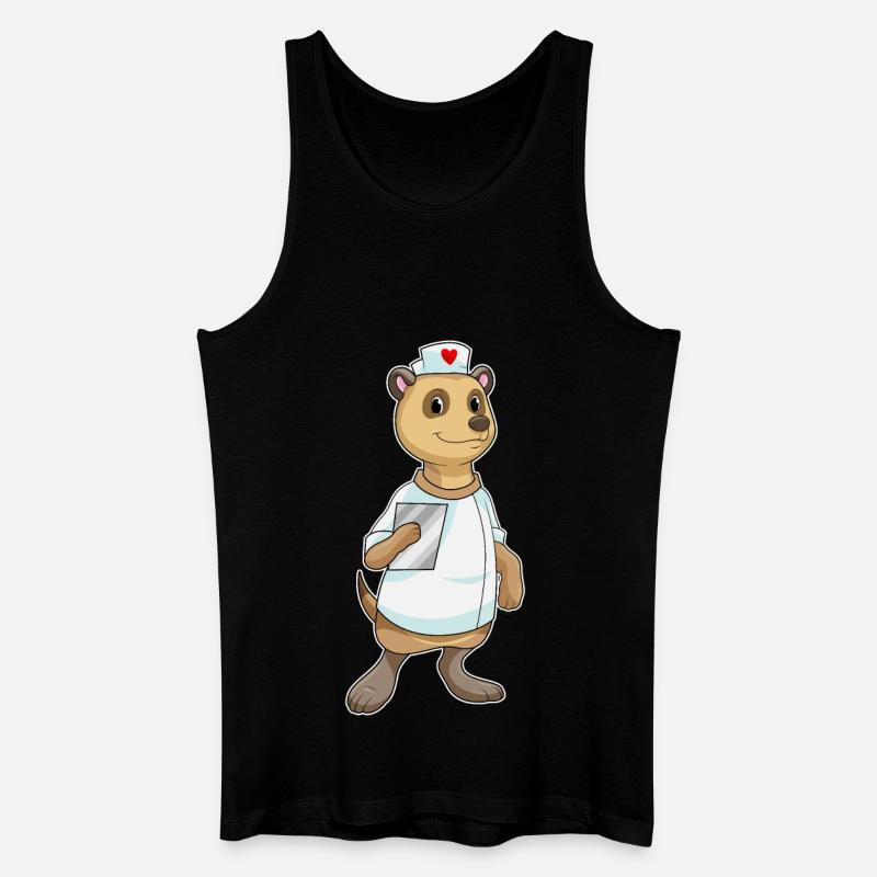 Erdmännchen als Krankenschwester mit Herz - Männer Bio Tank Top - Schwarz