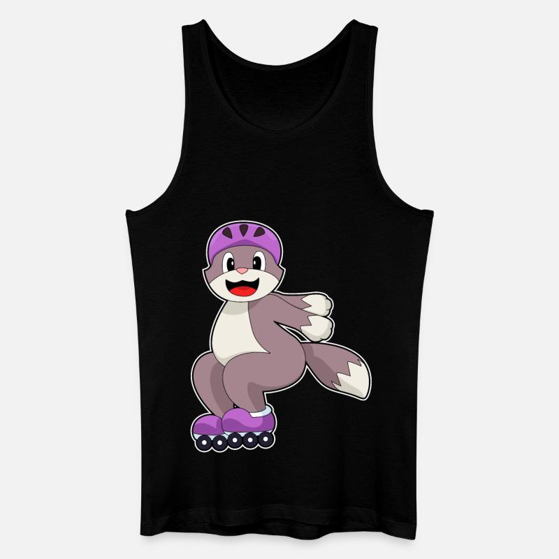 Katze mit Rollschuhe - Männer Bio Tank Top - Schwarz
