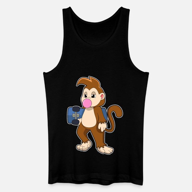 Affe Skater Skateboard - Männer Bio Tank Top - Schwarz