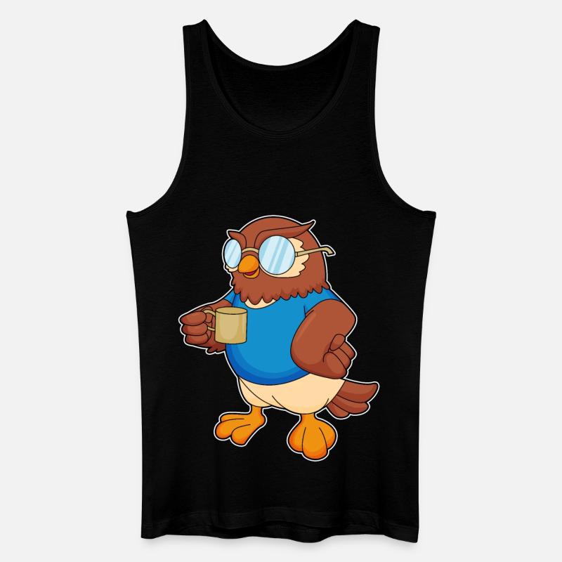 Eule Becher - Männer Bio Tank Top - Schwarz