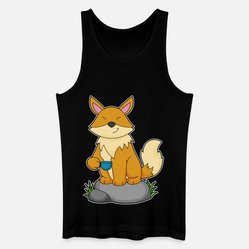 Fuchs mit Kaffeetasse - Männer Bio Tank Top - Schwarz