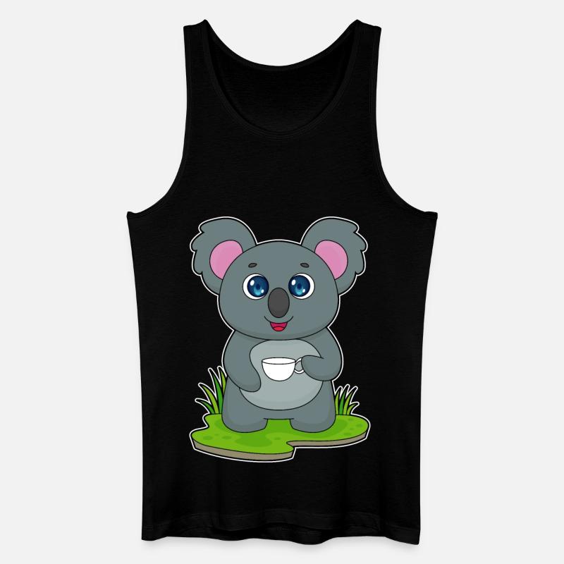 Koala mit Kaffeetasse - Männer Bio Tank Top - Schwarz