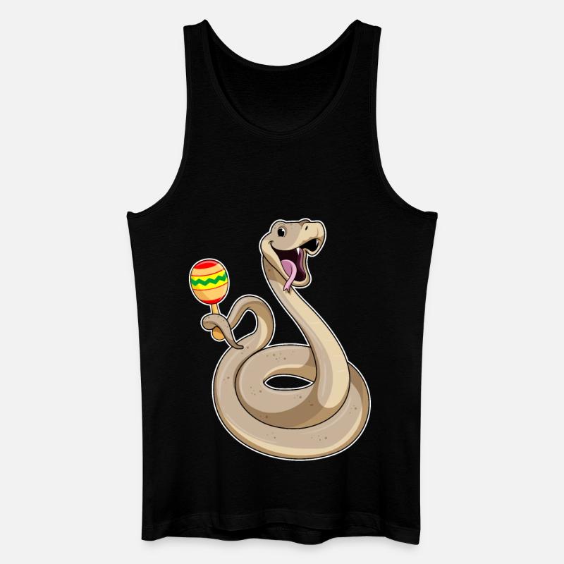 Schlange als Musiker mit Rassel - Männer Bio Tank Top - Schwarz