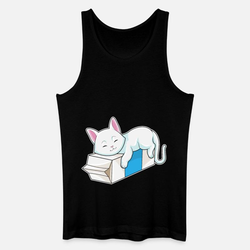 Katze mit Milch - Männer Bio Tank Top - Schwarz