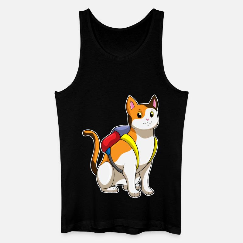 Katze mit Schulranzen Schule - Männer Bio Tank Top - Schwarz