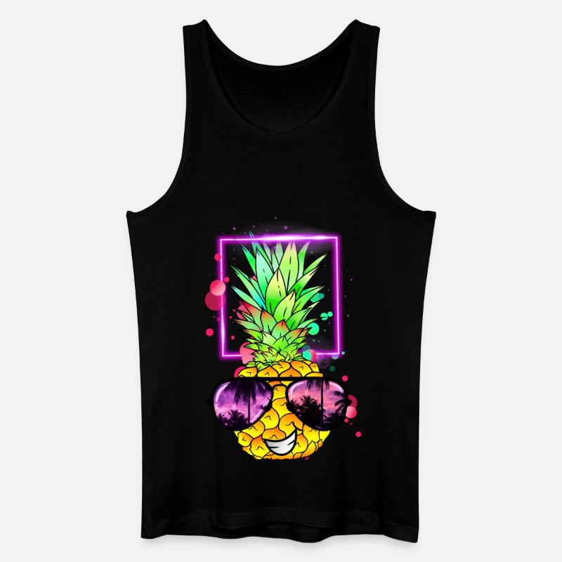 coole Ananas Retro Neon - Männer Bio Tank Top - Schwarz