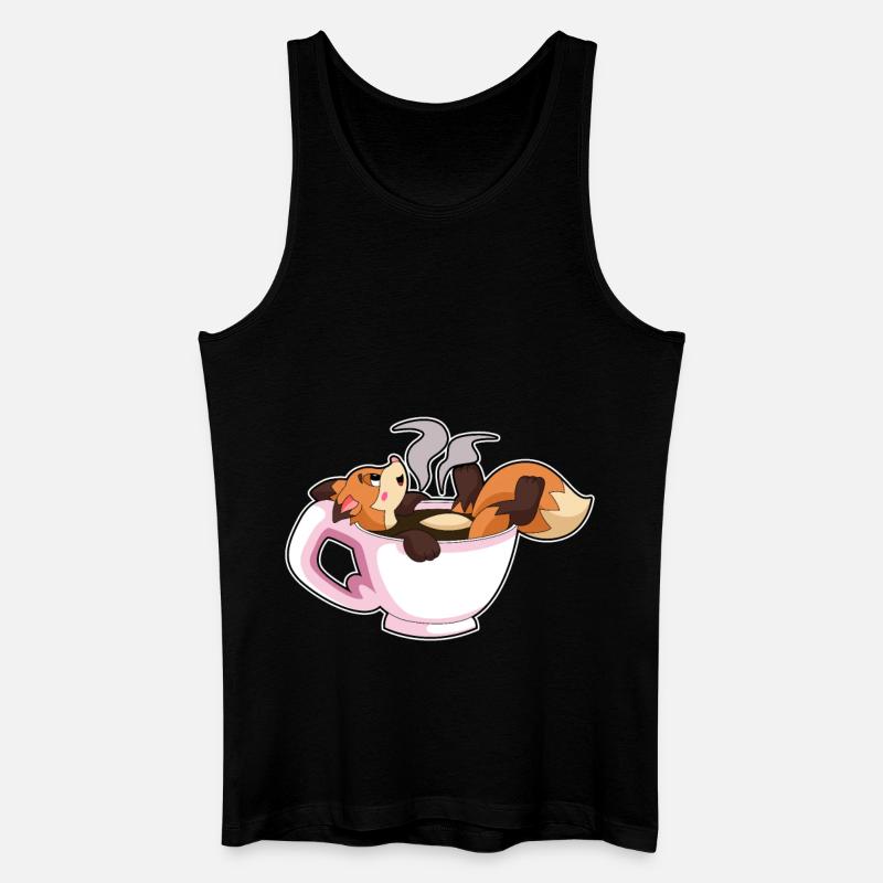 Fuchs mit Tasse Kaffee - Männer Bio Tank Top - Schwarz