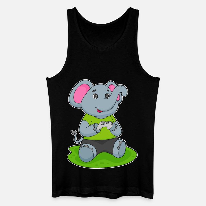 Elefant Gamer Controller - Männer Bio Tank Top - Schwarz