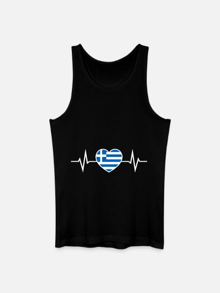 Grèce Heartbeat ECG Drapeau grec - Débardeur bio Homme - noir