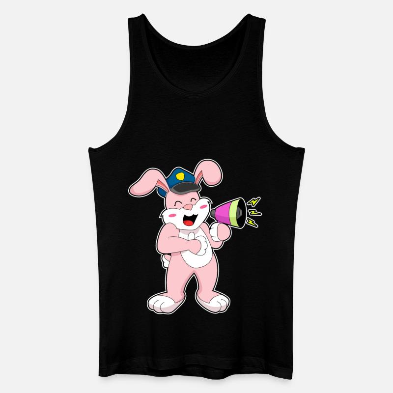 Rabbit Policier Microphone - Débardeur bio Homme - noir