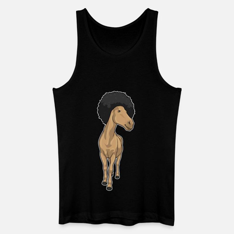 Pferd Afro - Männer Bio Tank Top - Schwarz