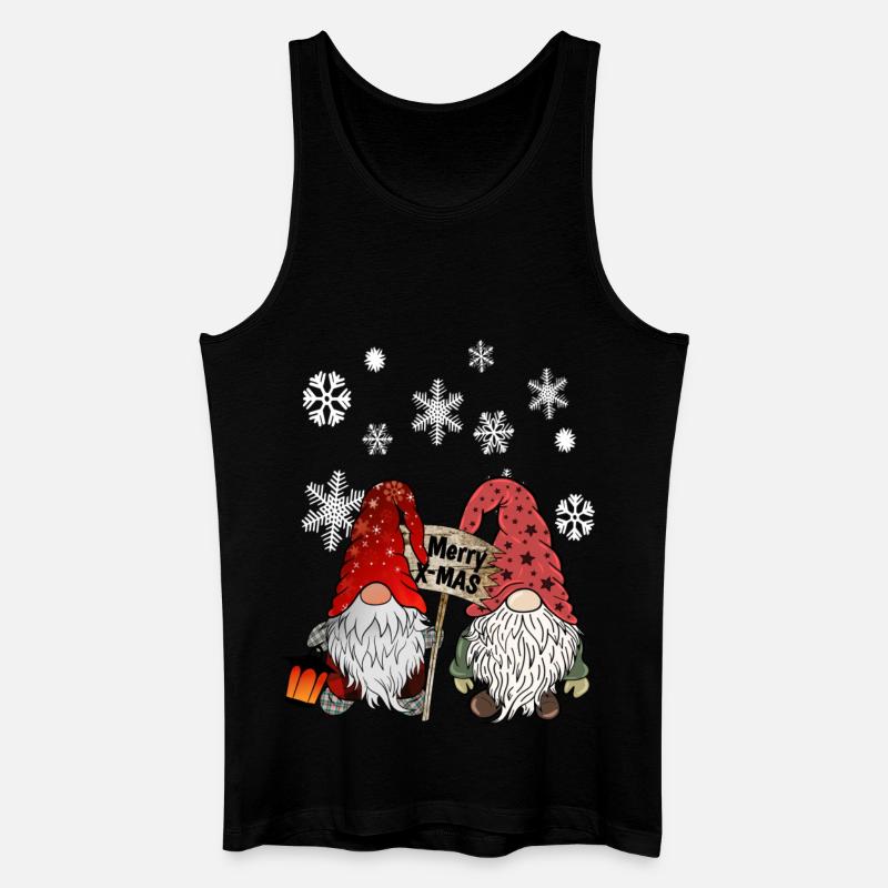 Gnom Weihnachts Wichtel mit Schneeflocken - Männer Bio Tank Top - Schwarz