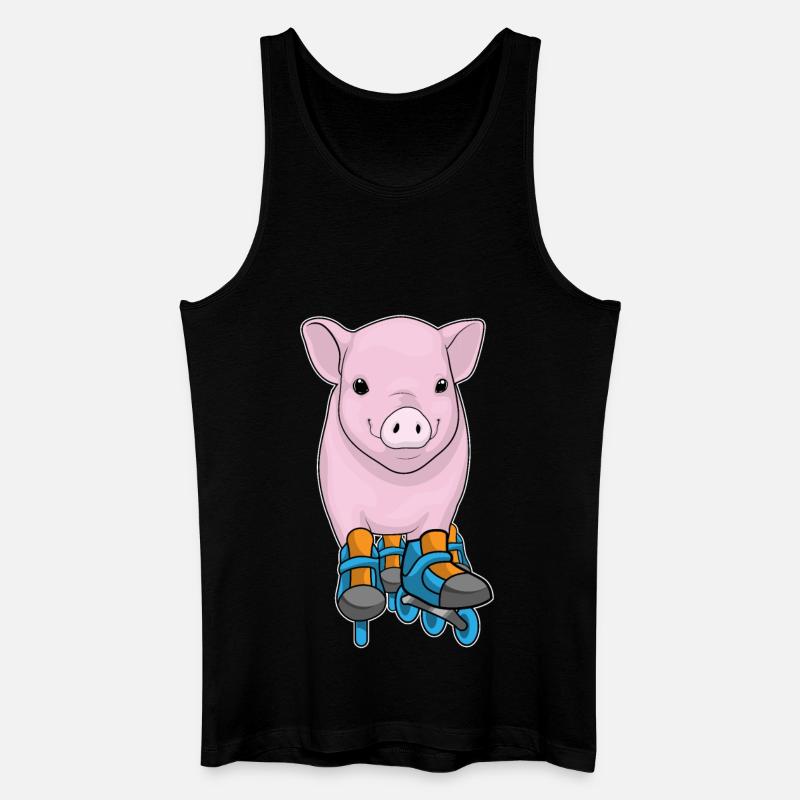 Schwein Inline skating Inline skates - Männer Bio Tank Top - Schwarz