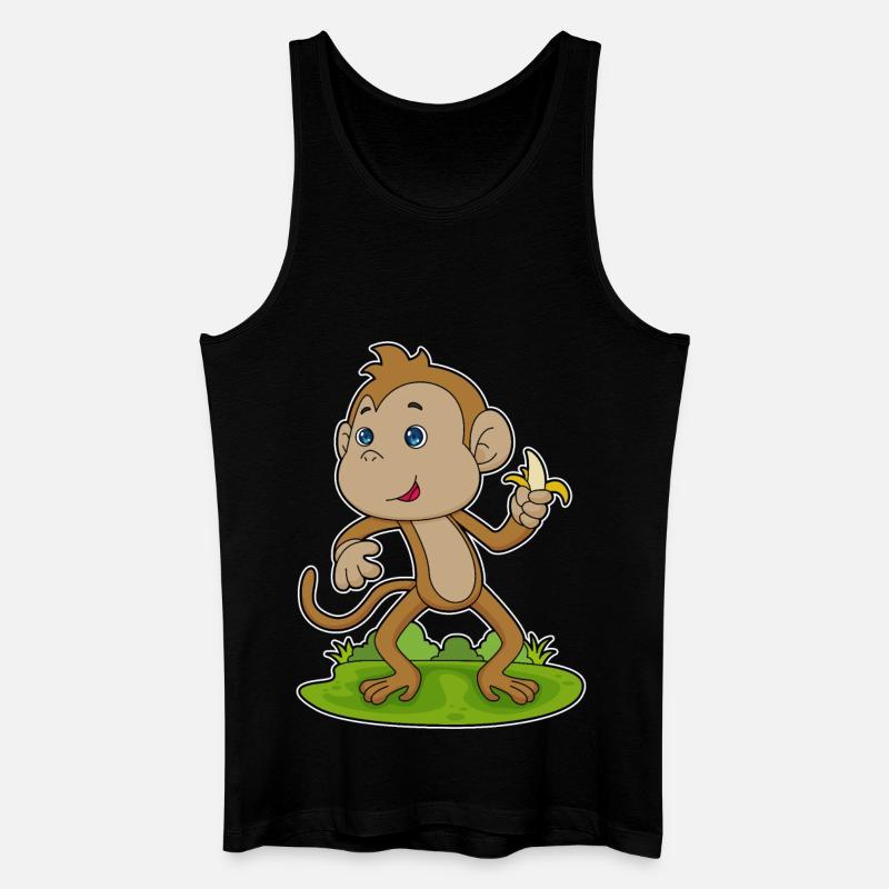 Affe Banane - Männer Bio Tank Top - Schwarz