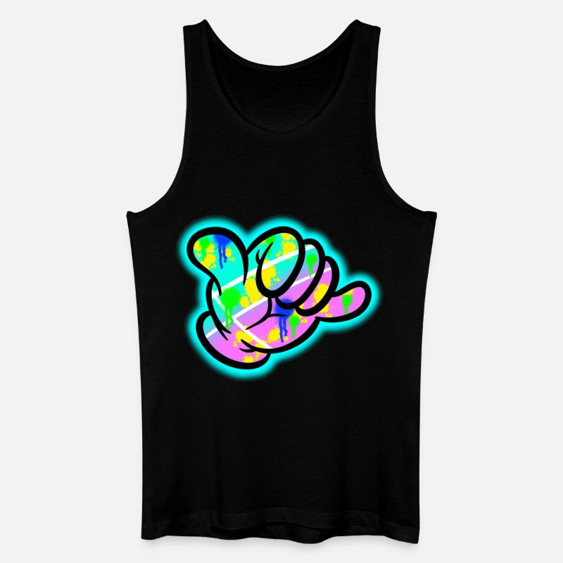 Shaka Graffiti Farbexplosion - Männer Bio Tank Top - Schwarz