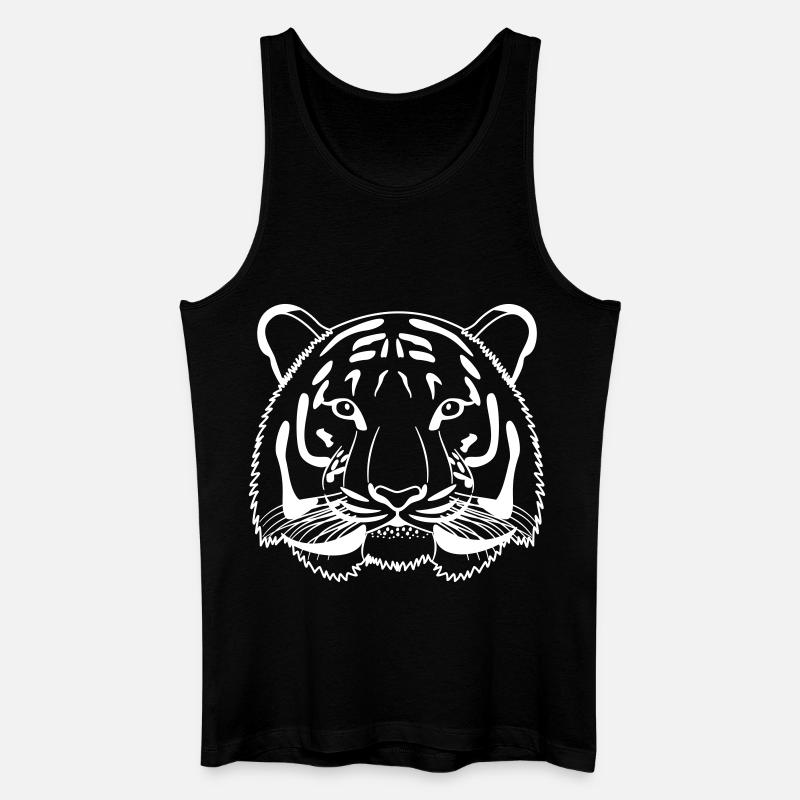 Tiger Kopf - Umriss hell - Männer Bio Tank Top - Schwarz