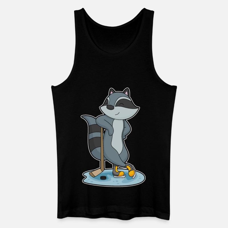 Waschbär Eishockey Eishockeyschläger - Männer Bio Tank Top - Schwarz