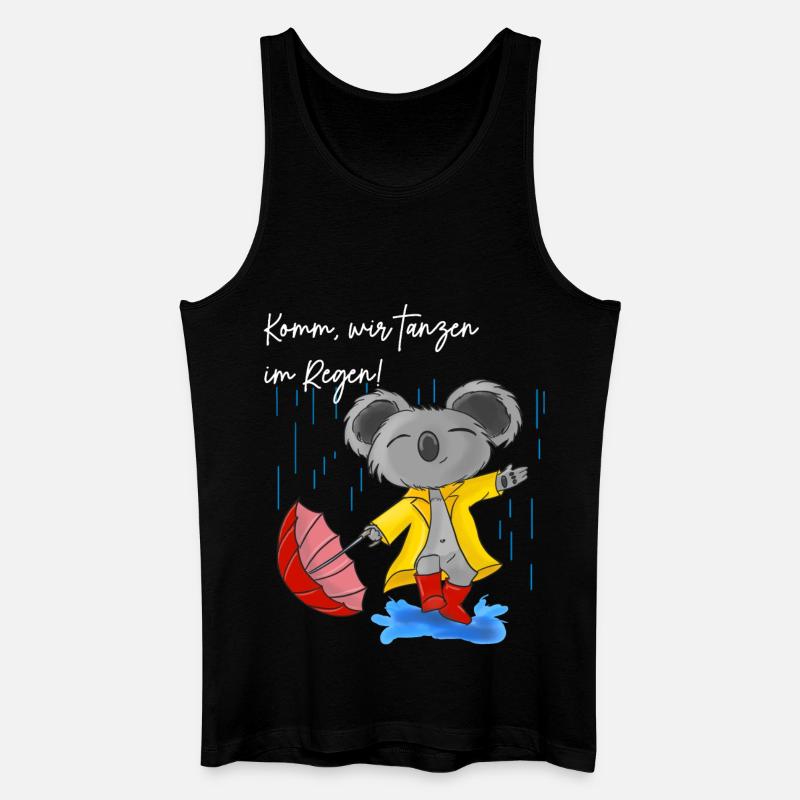 Niedlicher Koala mit Regenschirm - Männer Bio Tank Top - Schwarz