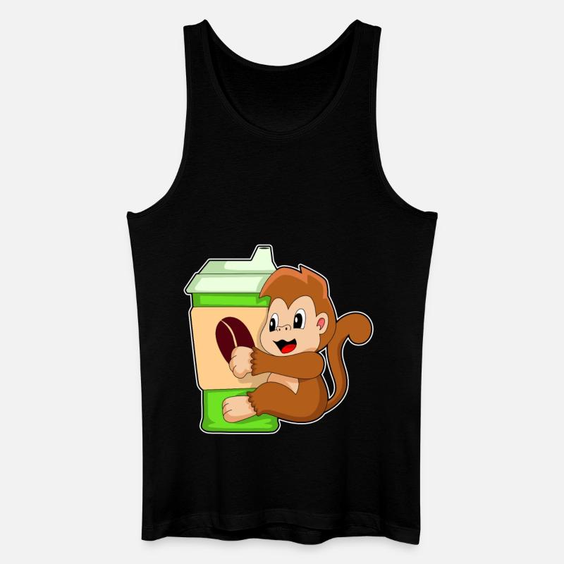 Affe Kaffee Becher - Männer Bio Tank Top - Schwarz