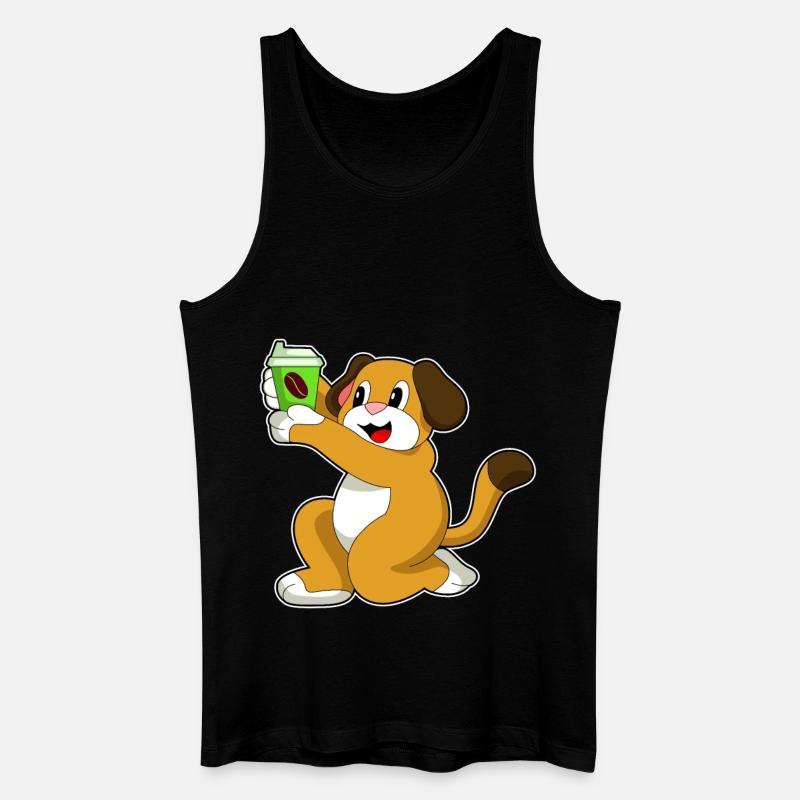Hund Kaffee Becher - Männer Bio Tank Top - Schwarz