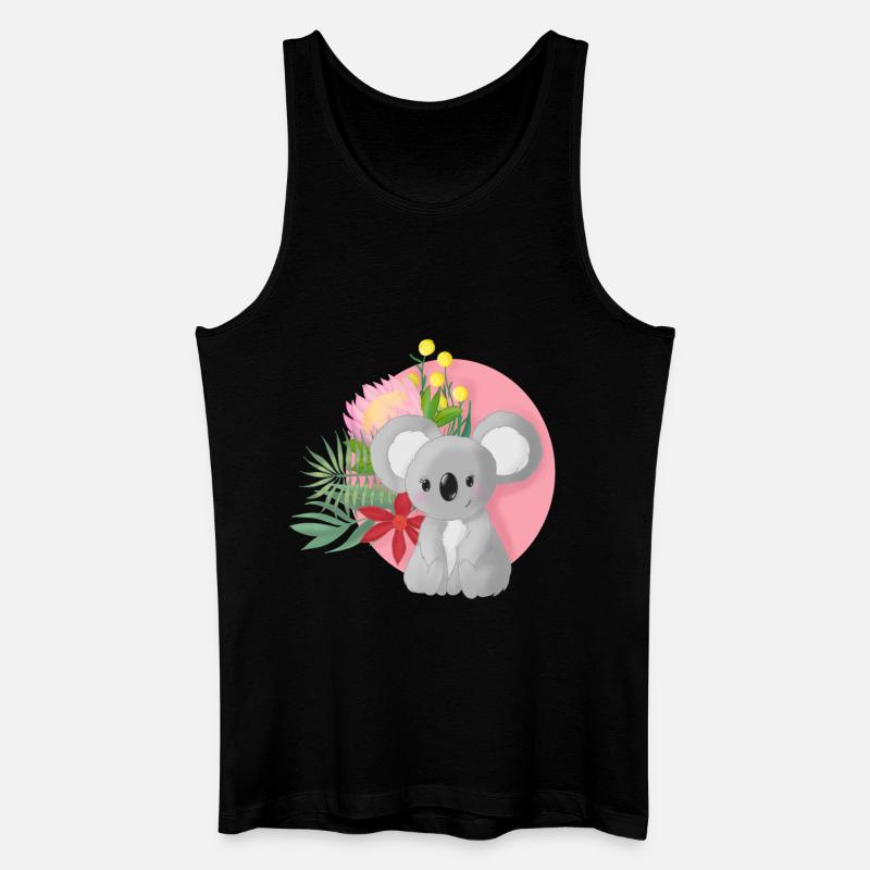 Süßer Koala mit Blumenkranz - Männer Bio Tank Top - Schwarz