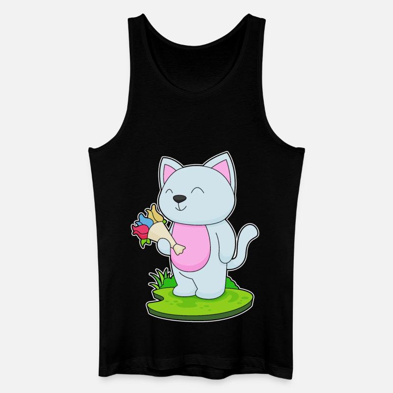 Katze Blumenstrauß - Männer Bio Tank Top - Schwarz