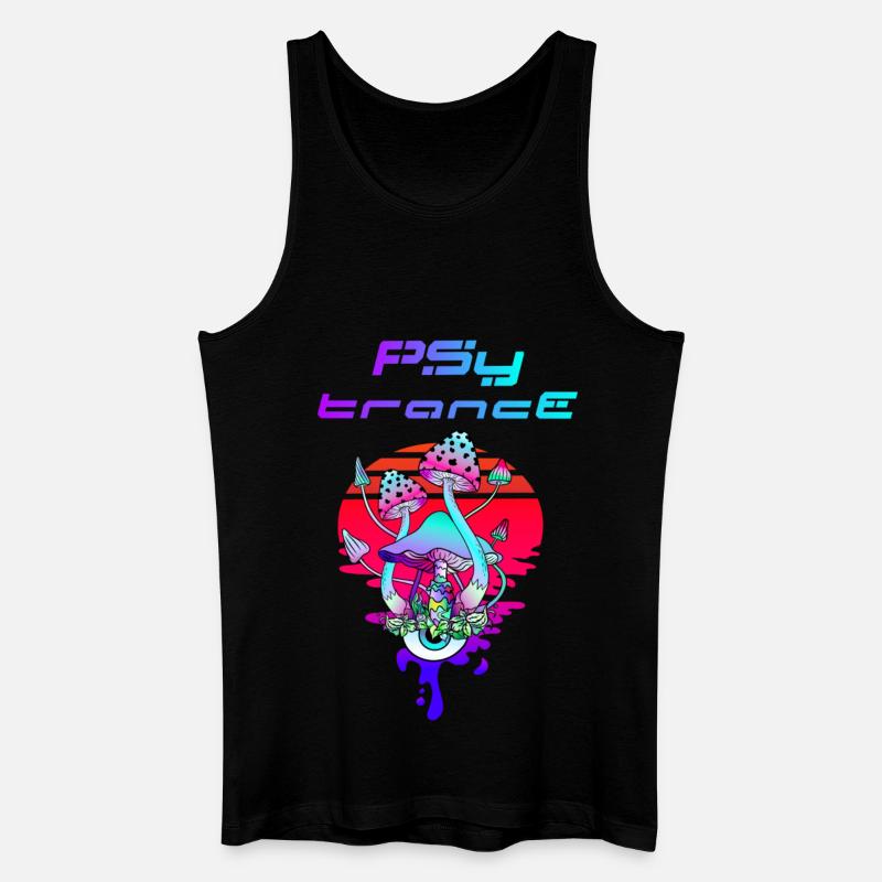 Psytrance Psychedelic Mushroom Sunset - Men’s Organic Tank Top - black