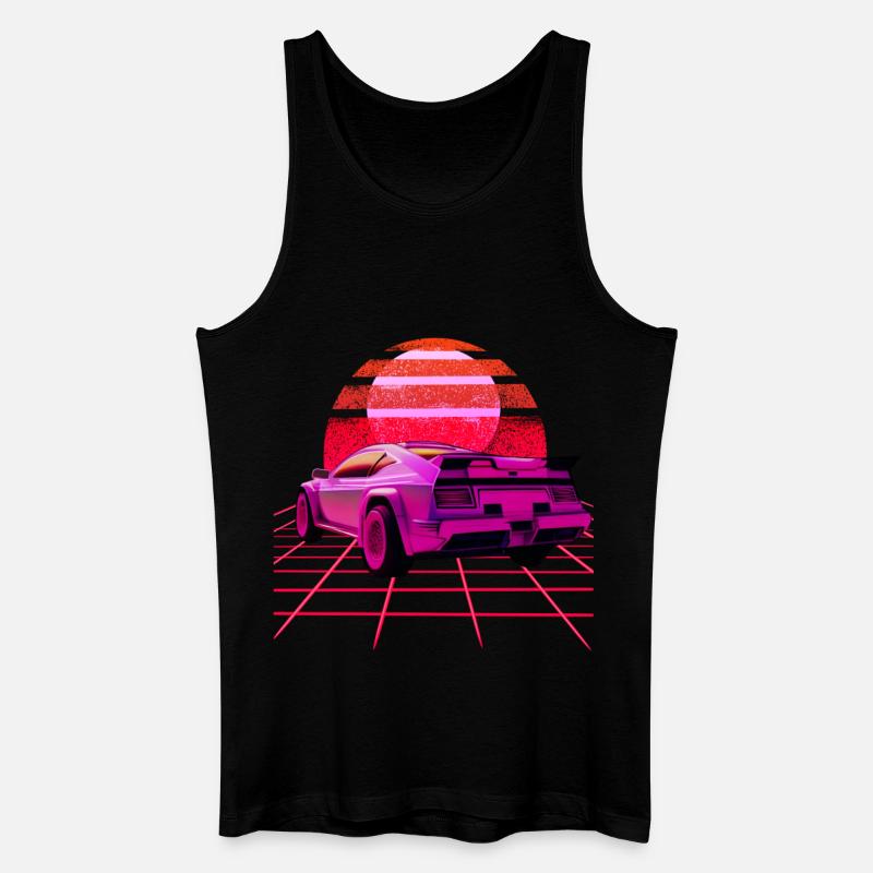 Retro Wave super Car Sunset - Männer Bio Tank Top - Schwarz