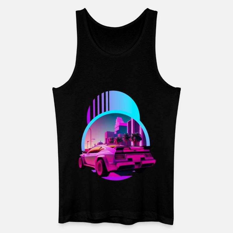 Retro Wave Supercar Vaporwave - Männer Bio Tank Top - Schwarz