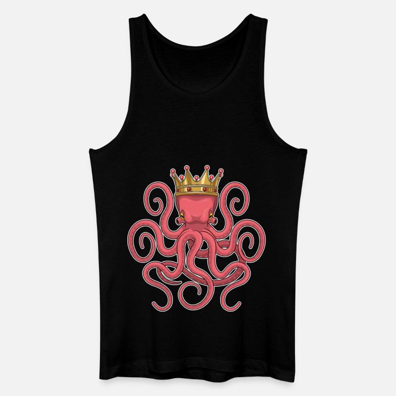 Krake König Krone - Männer Bio Tank Top - Schwarz