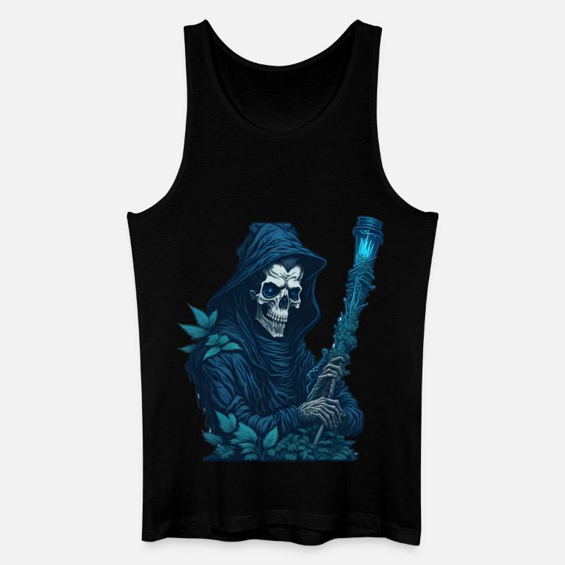 Sensenmann mit Gras Pfeife - Männer Bio Tank Top - Schwarz