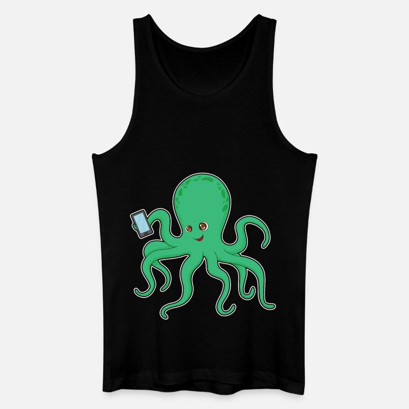 Krake Handy - Männer Bio Tank Top - Schwarz