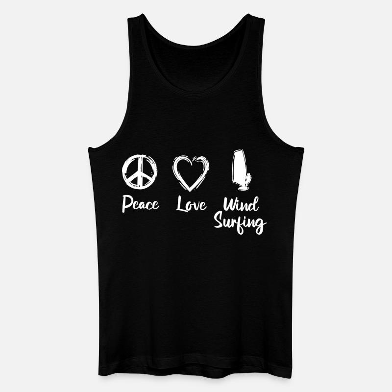 Peace Love Wind Surfing - Männer Bio Tank Top - Schwarz