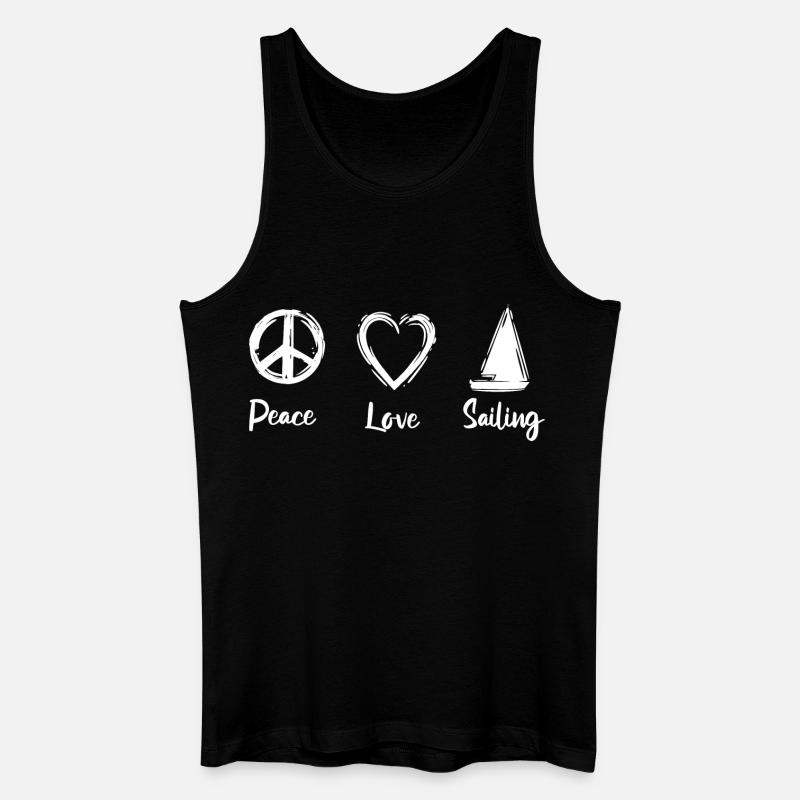 Peace Love Sailing - Männer Bio Tank Top - Schwarz