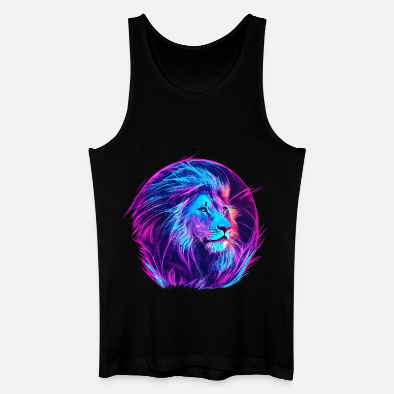 Löwe Vaporwave EDM - Männer Bio Tank Top - Schwarz