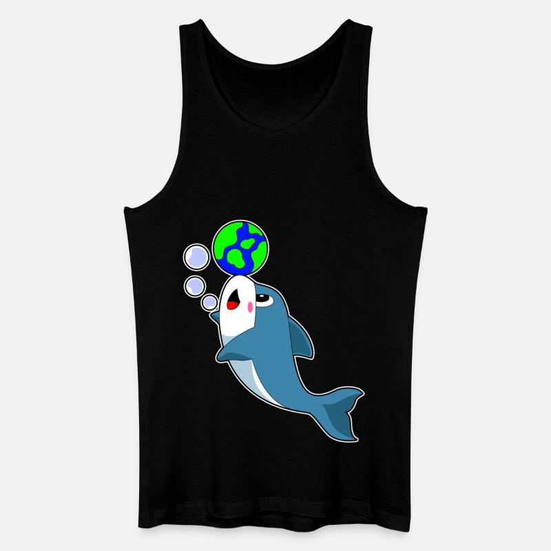 Delfin Erdkugel - Männer Bio Tank Top - Schwarz