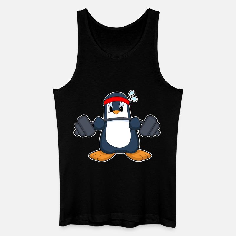 Pinguin Bodybuilder Langhantel Bodybuilding - Männer Bio Tank Top - Schwarz