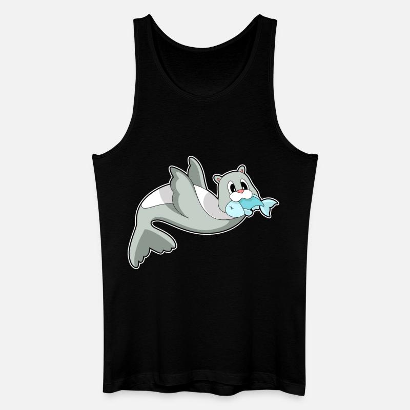 Seehund Fisch - Männer Bio Tank Top - Schwarz