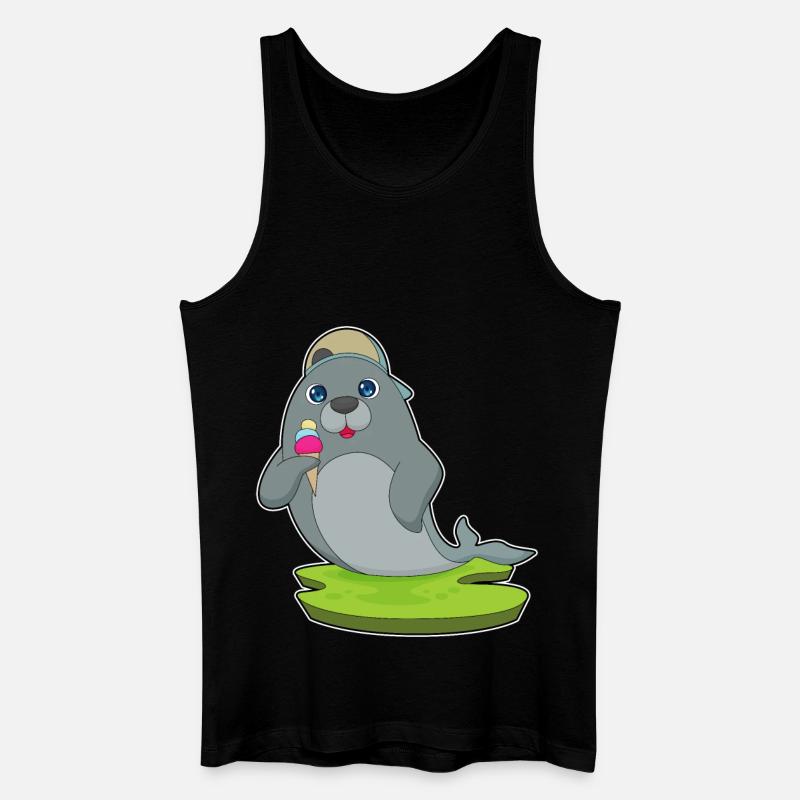 Seehund Waffeleis - Männer Bio Tank Top - Schwarz