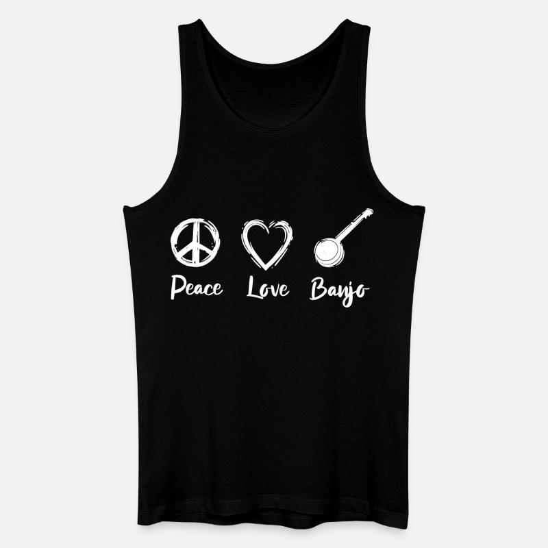 Peace Love Banjo - Männer Bio Tank Top - Schwarz