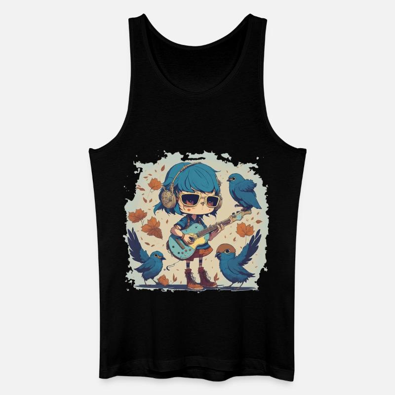 Mädchen mit Gitarre im Herbst - Männer Bio Tank Top - Schwarz