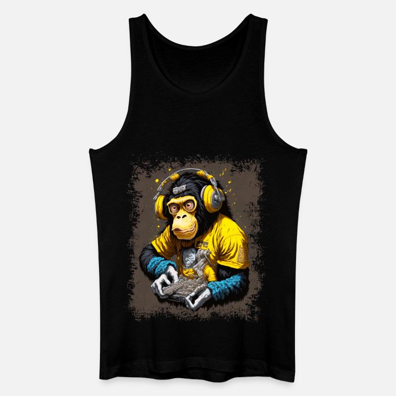 DJ Affe - Männer Bio Tank Top - Schwarz