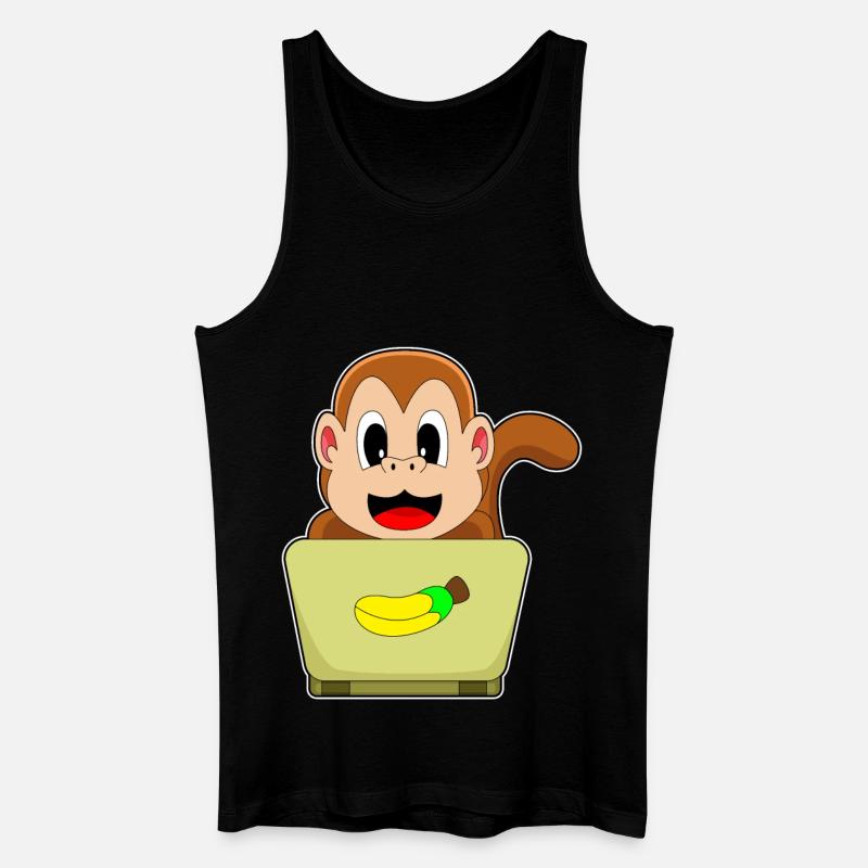 Affe Laptop - Männer Bio Tank Top - Schwarz