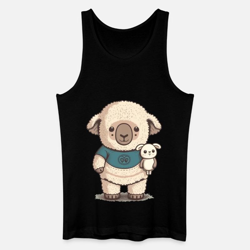 Verschlafenes Schaf mit Kuscheltier - Männer Bio Tank Top - Schwarz