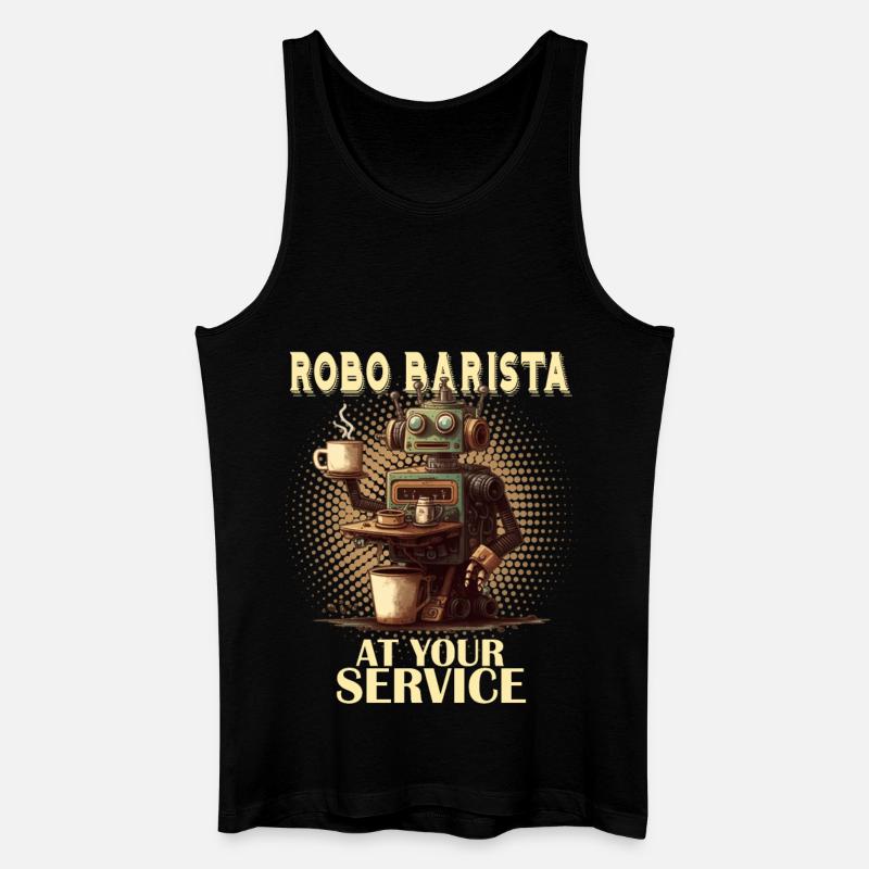Robobarista Robot de cuisson de café - Débardeur bio Homme - noir
