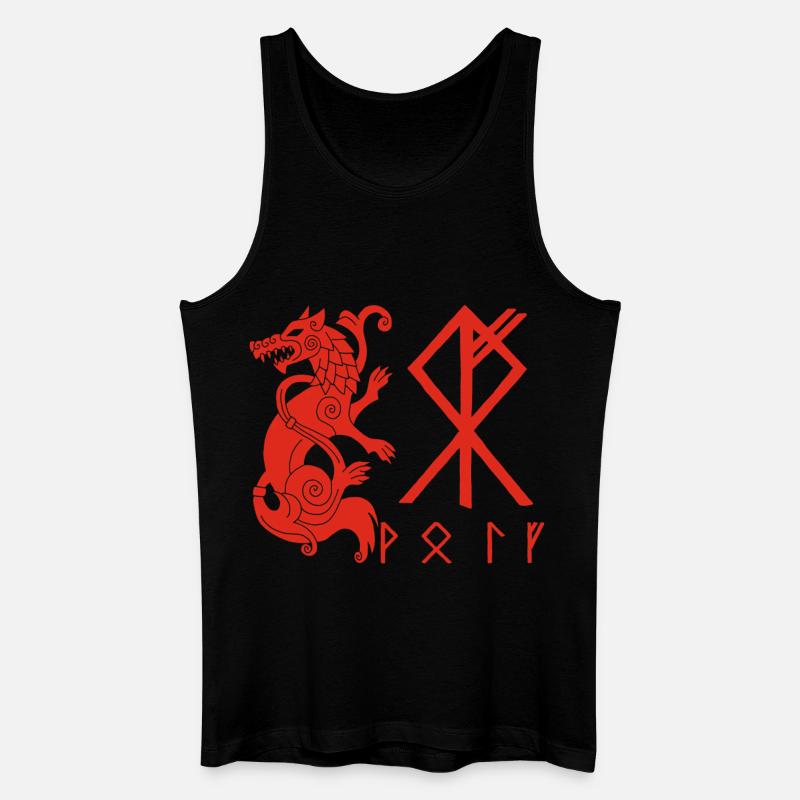 Roter Wolf Fenrir - Männer Bio Tank Top - Schwarz