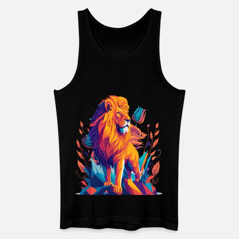Majestätischer Löwe Polygon - Männer Bio Tank Top - Schwarz