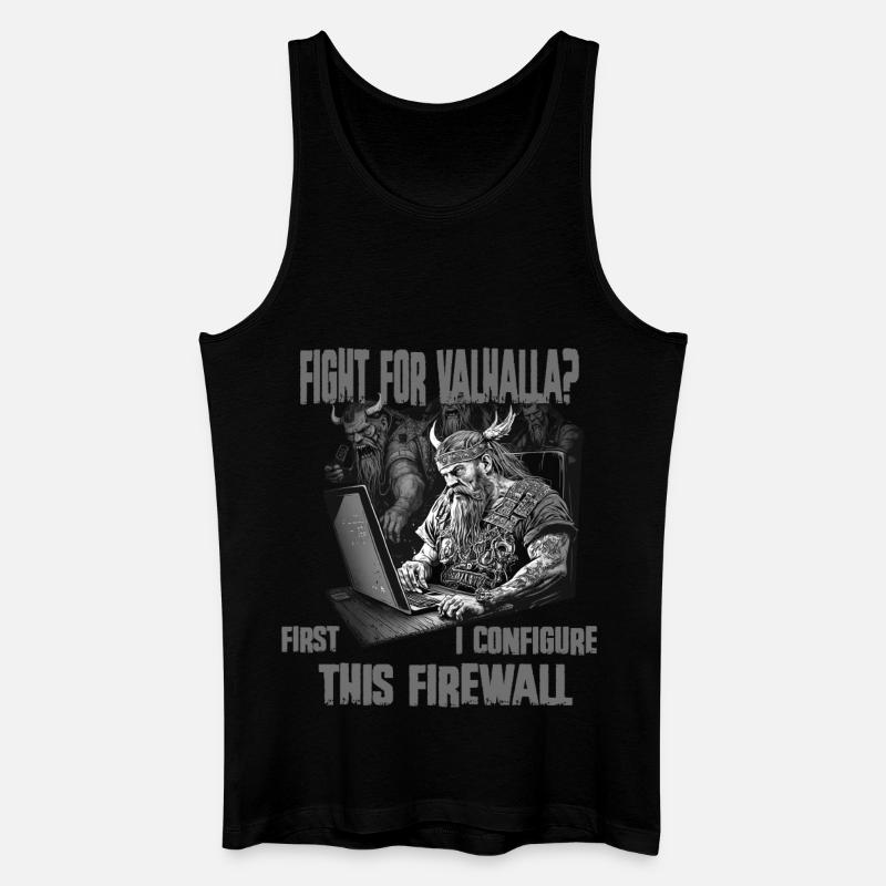 Firewall first Wikingerprogrammierer schwarz weiss - Männer Bio Tank Top - Schwarz