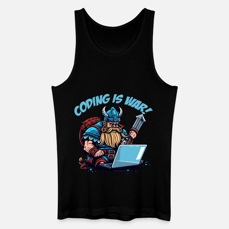 "Coding is war" Wikinger - Männer Bio Tank Top - Schwarz